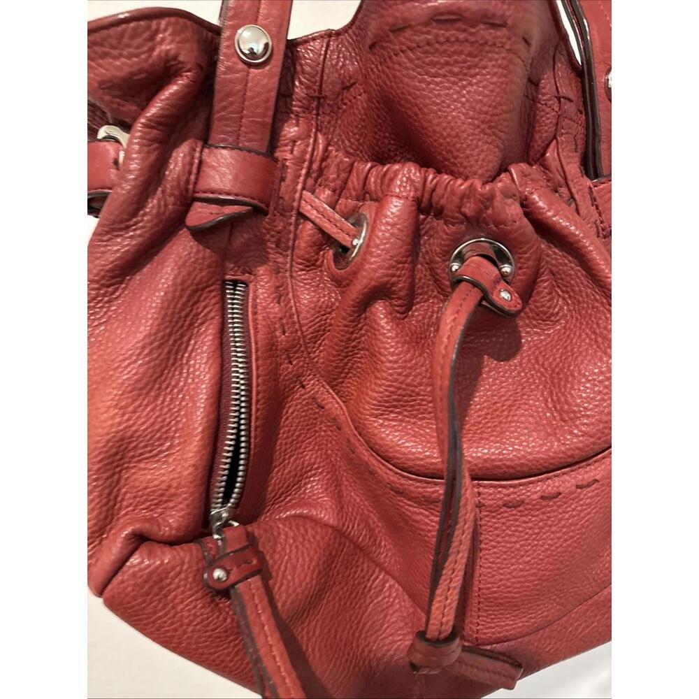 B. Makowsky Rust Leather Hobo Handbag  with Chunky Silver Hardware - Picture 2 of 9